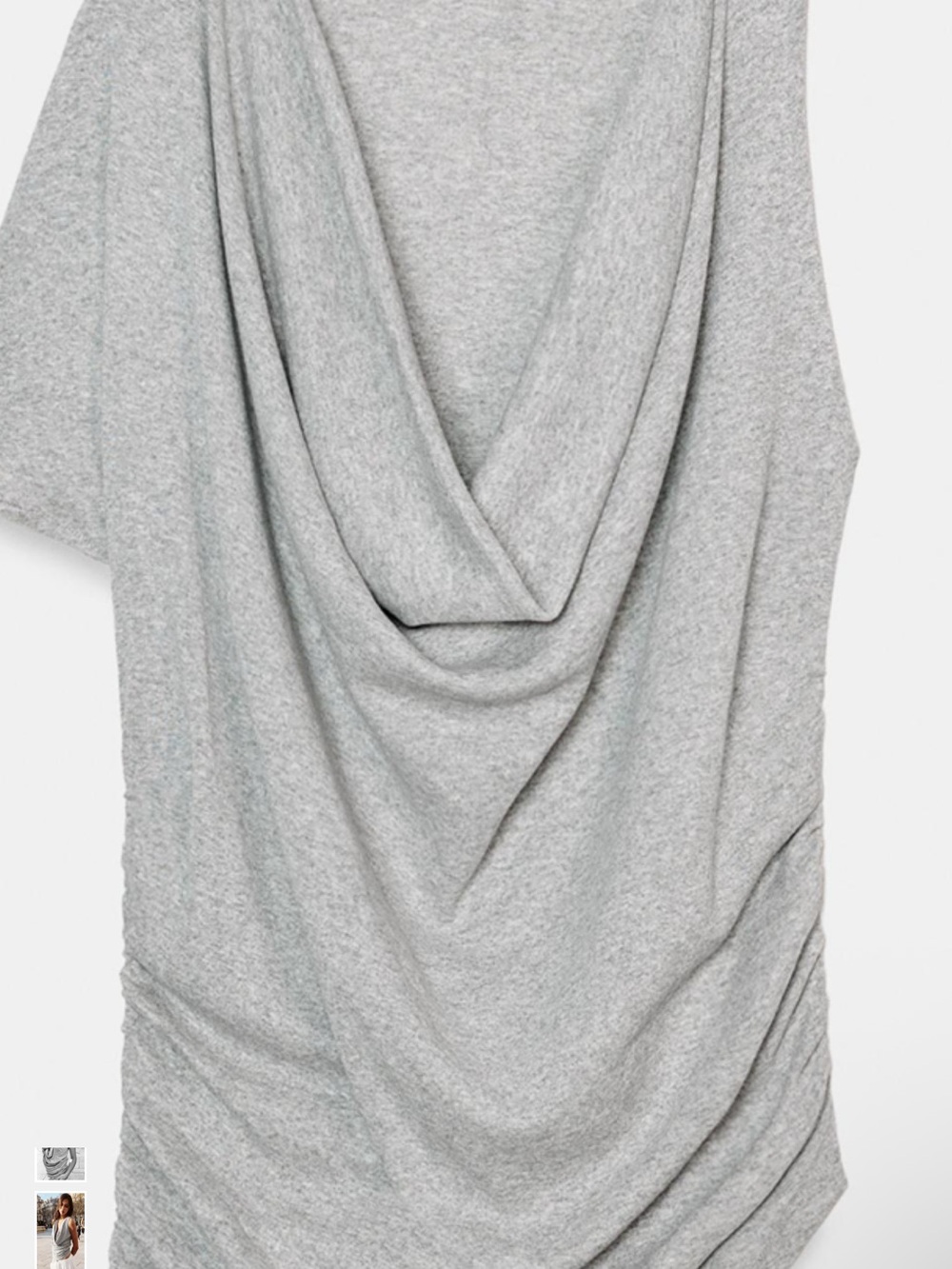 Zara Light Grey Draped Cowl Neck Sweater